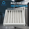 294 × 294 × 45 mm G4 pleated panel air filter with synthetic media, support mesh and metal frame for HVAC pre-filtration