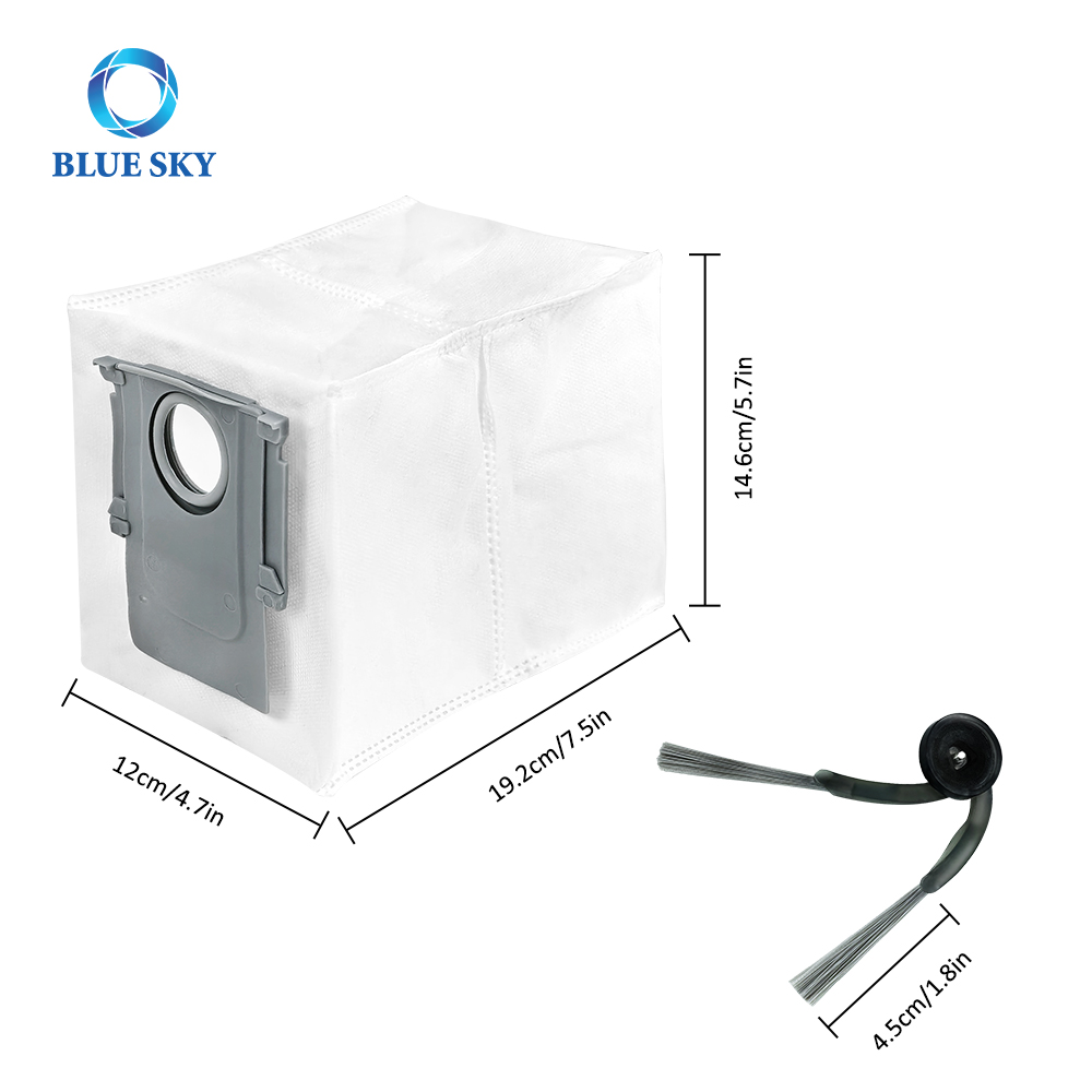 Size of Dust Bag and Side Brush Replacement fits for Roborock Qrevo Curv P20 Pro Robot Vacuum Cleaner