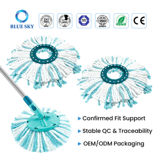 Round Microfiber Mop Head Replacement for Leifheit Clean Twist Disc Mop M - 2-Fiber Floor Cleaning Mop Refill Customized Available