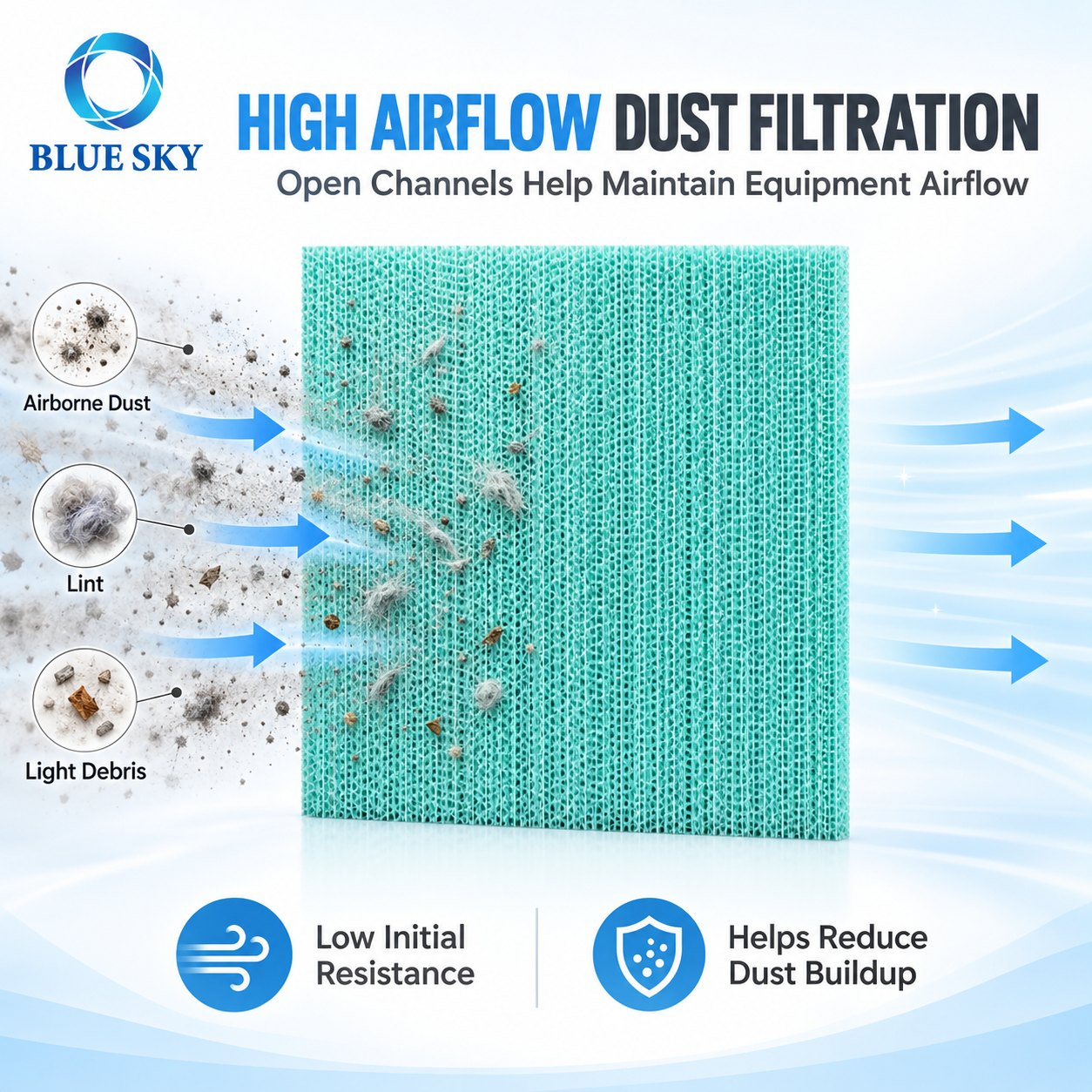 Corrugated PP HAF electrostatic air filter with open-channel structure for HVAC, electronics cooling and dust removal systems