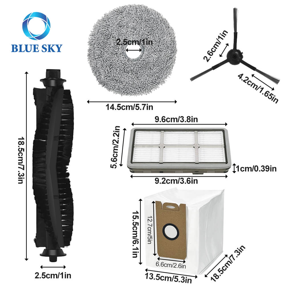 Size of Robotic Vacuum Cleaner Parts for Ultenic Proscenic MC1 MIE S1 Z8 S60