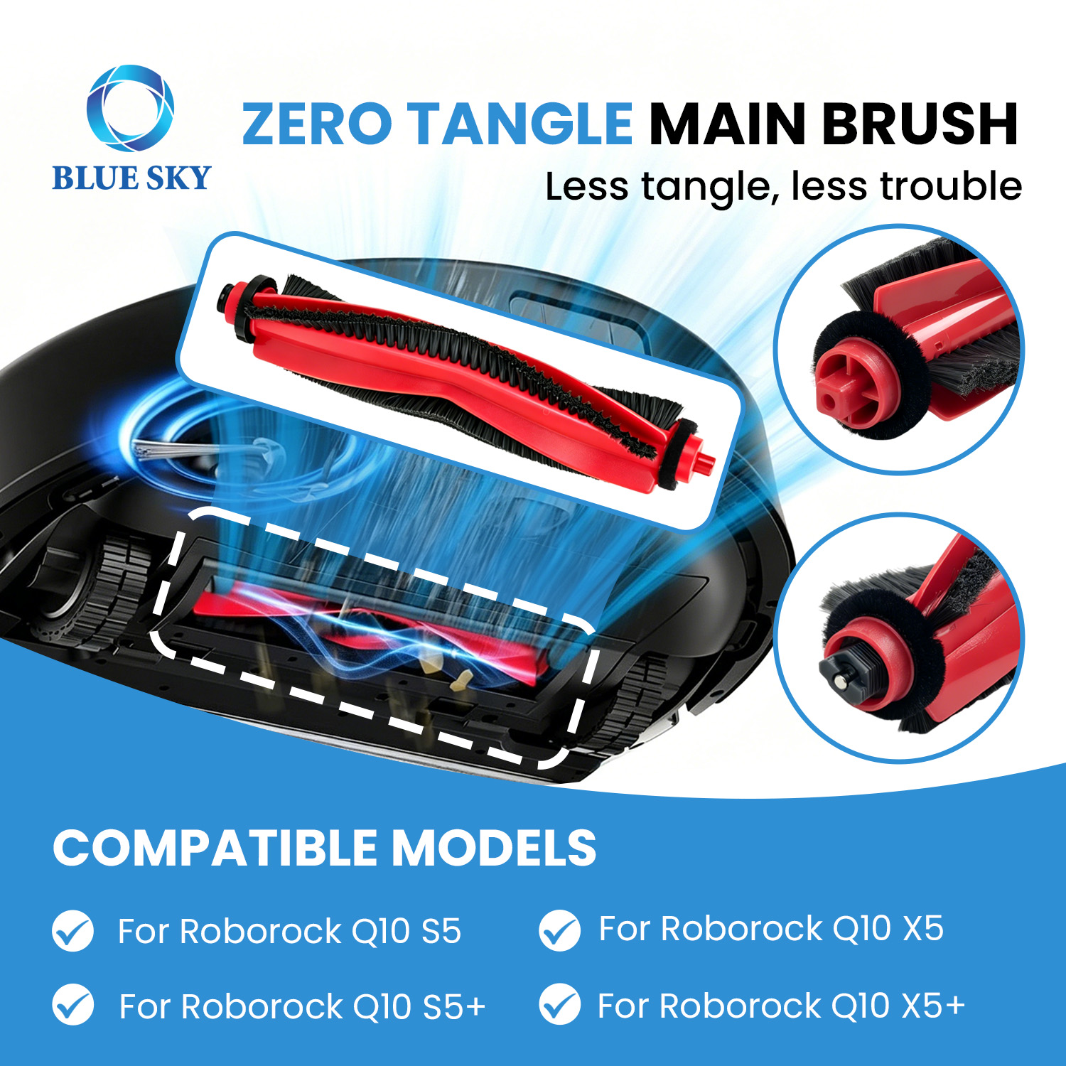 Replacement accessories parts kit fit for Roborocks Q10 S5 and Q10 X5 robot vacuum cleaners with main brush side brushes and HEPA filters