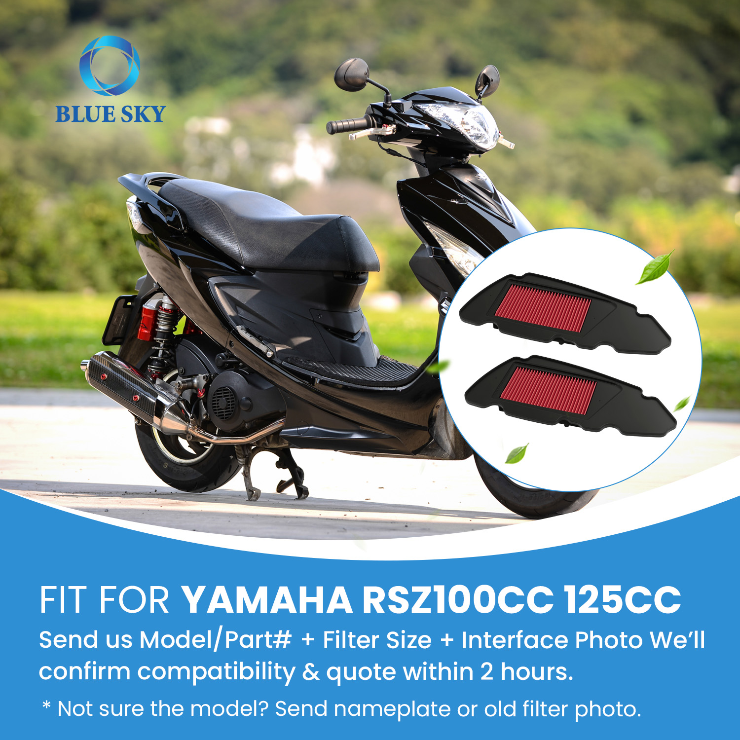 A417 motorcycle air filter for Yamaha RSZ 100cc high flow reusable intake filter