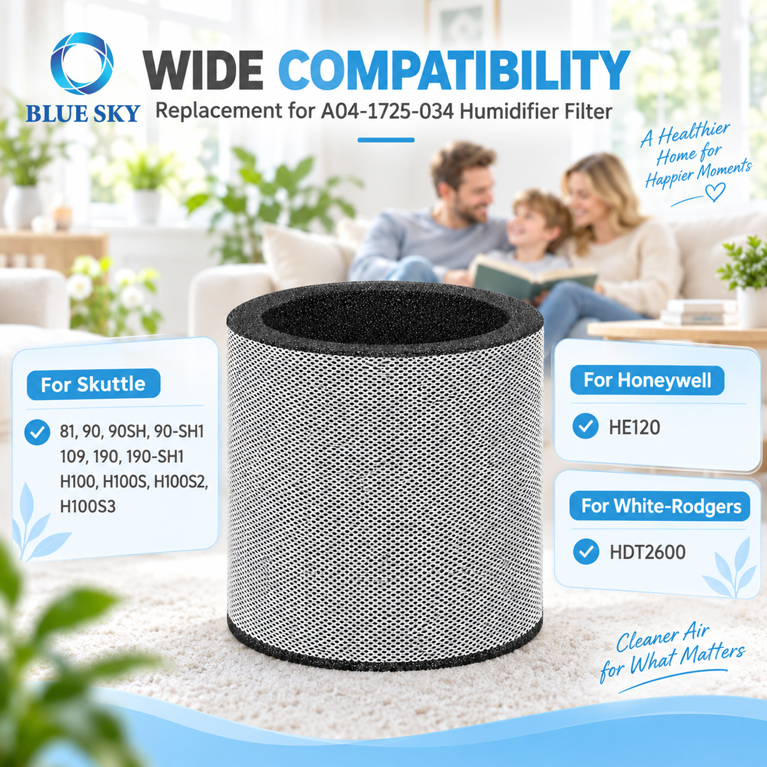 A04-1725-034 cylindrical evaporator pad compatible with selected Skuttles humidifiers