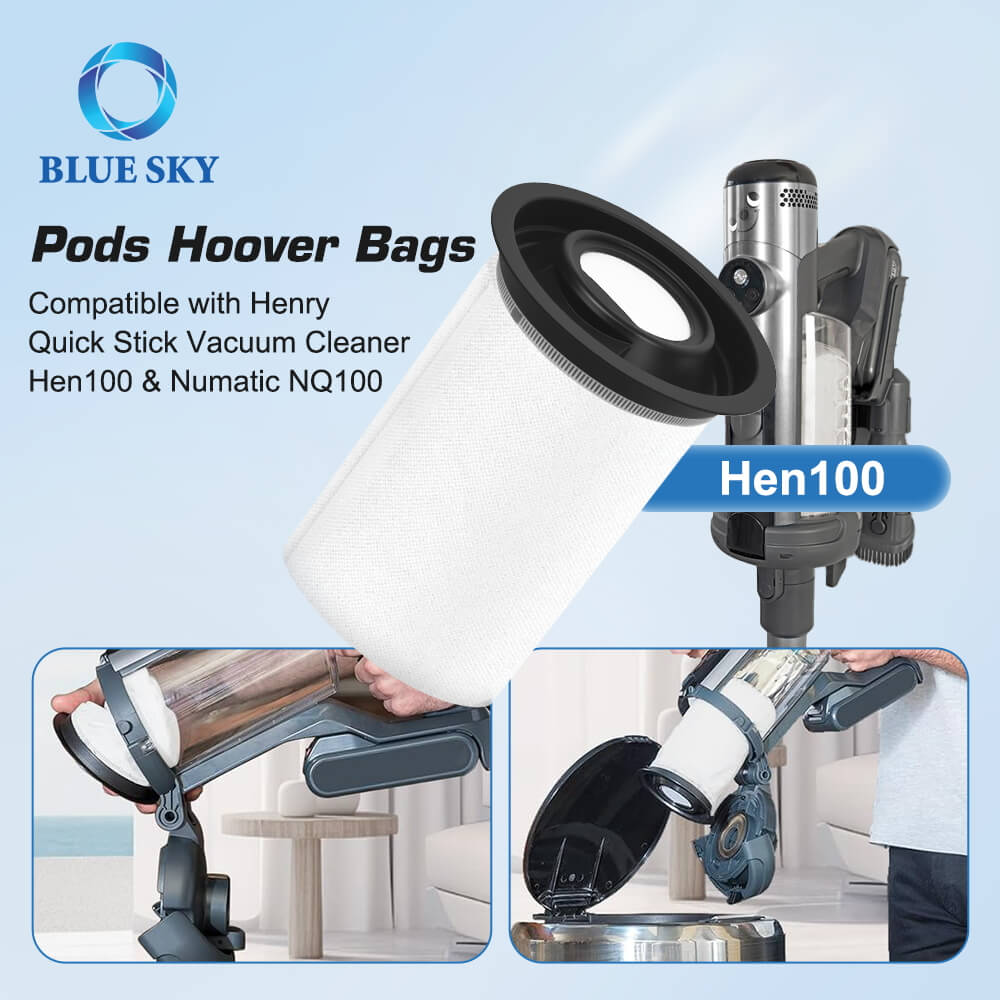 Pods Hoover Bags for Henry Quick Stick Vacuum Cleaner Hen100 & Numatic NQ100