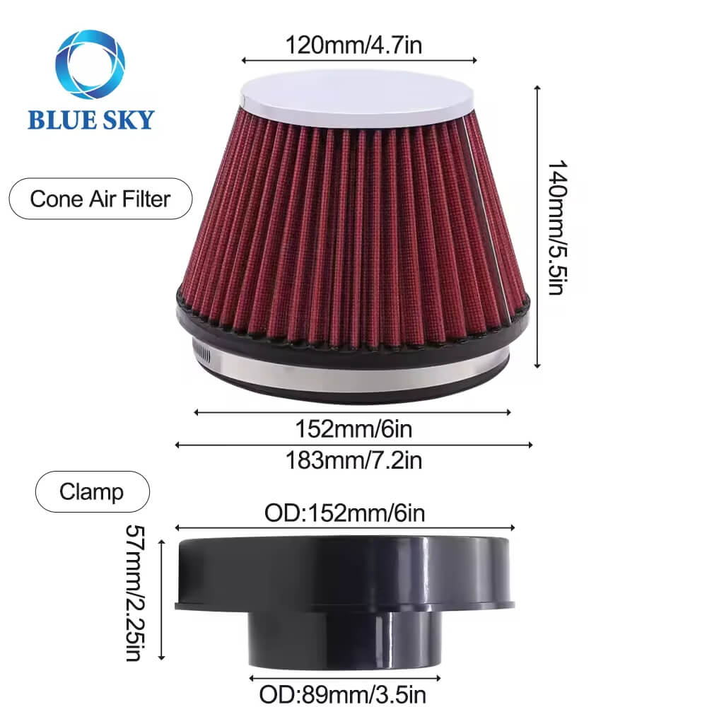 89mm 6in Universal Automotive Car Intake Air Filter