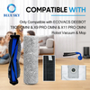 Robot vacuum accessory kit details showing main brush side brush HEPA filter mop pad and dust bag replacement parts