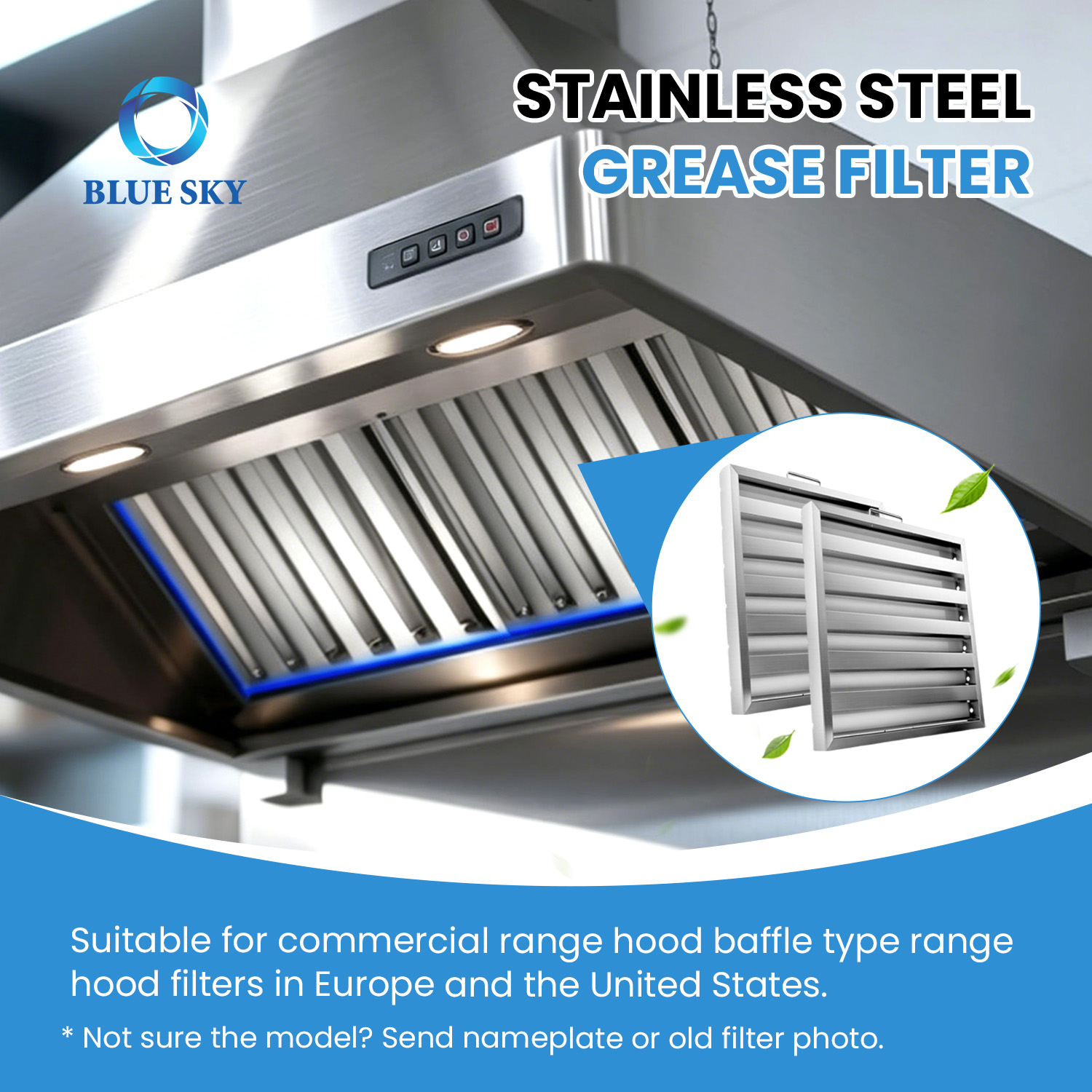 19.5 X 19.5 Inch Commercial Kitchen Hood Grease Filter - 201 Stainless Steel Exhaust Hood Filter Customized Available