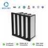 Activated carbon V-bank air filter for HVAC and AHU systems, with pleated molecular media for odor and VOC control