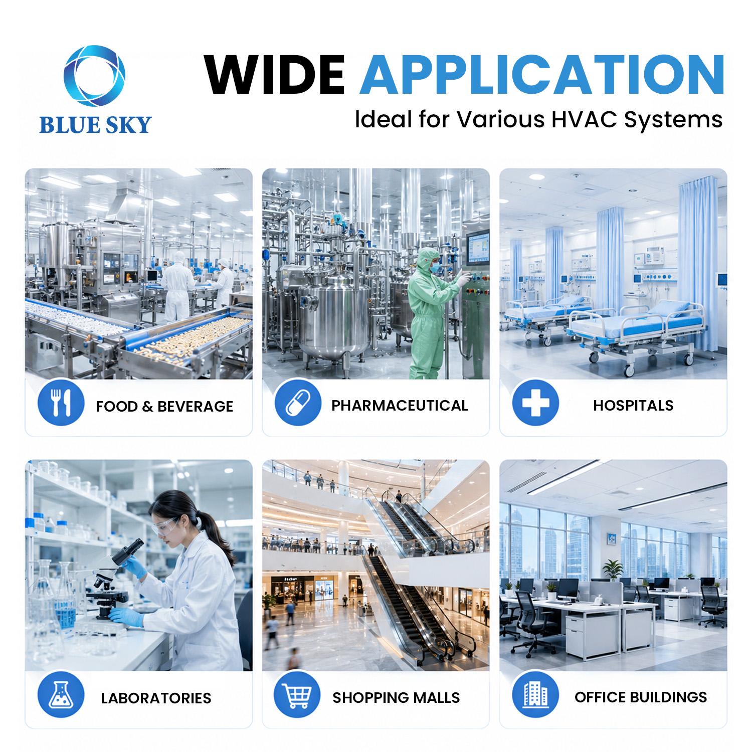 Aluminum frame flat panel pre-filter with white synthetic fiber media and metal grid support for HVAC and AHU ventilation systems