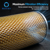 5 micron EDM wire cut filter with pleated paper media, stainless steel end caps and protective mesh, 150 × 33 × 350 mm.