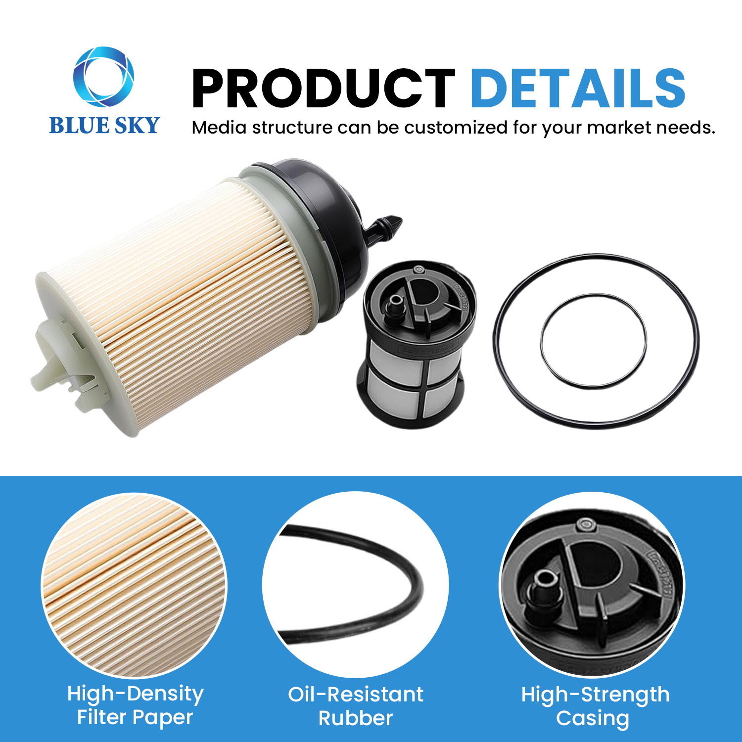 A4720921705 fuel filter kit with O-rings for diesel engine heavy duty truck fuel system replacement filter