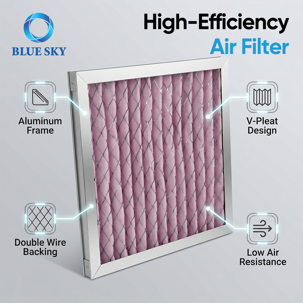Pleated synthetic fiber HVAC panel filter helps capture dust lint fibers and common airborne particles in ventilation systems