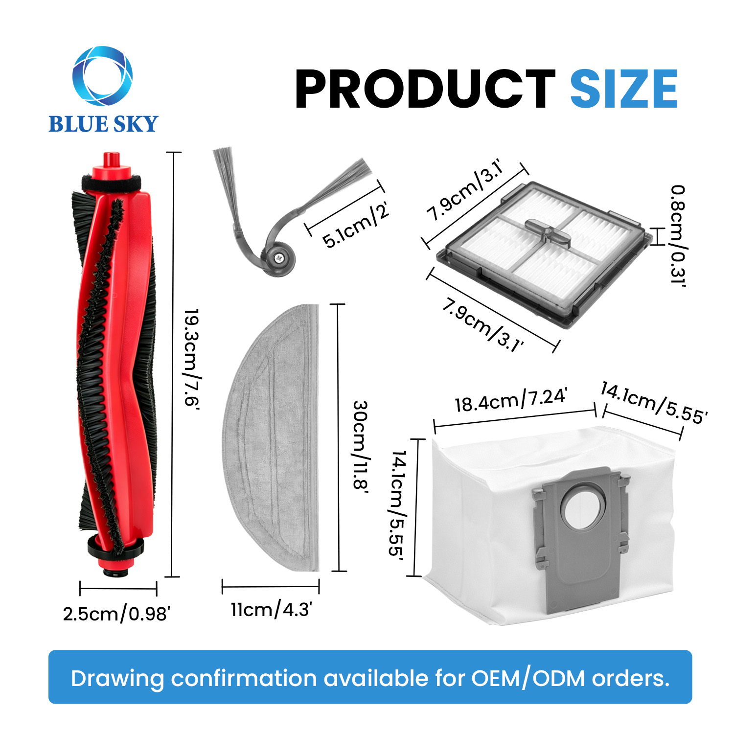 Replacement accessories parts kit fit for Roborocks Q10 S5 and Q10 X5 robot vacuum cleaners with main brush side brushes and HEPA filters