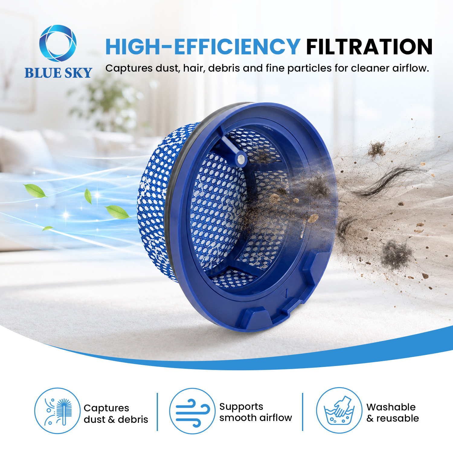 Washable micro filter DJ97-03298A compatible with Samsungs Bespoke Jet AI VS28C9762UK and VS35D9762UK vacuum cleaners