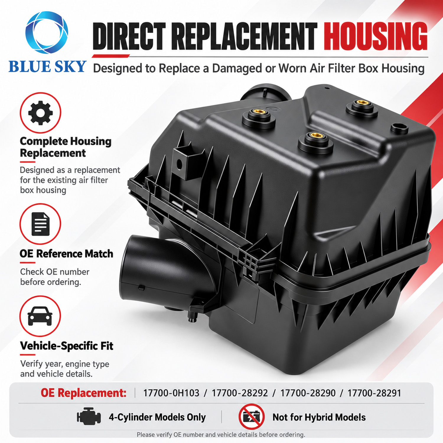 17700-0H103 engine air cleaner box housing compatible with Toyotas Camry 2007-2011 and Venza 2009-2016 4-cylinder models