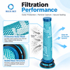 Blue and white pre- and post-filter replacement set for compatible Dysons V10 Konical vacuums, with round and cylindrical filters