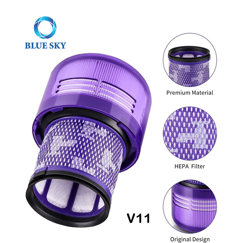 What is the difference between purple and blue post HEPA filters for V15?