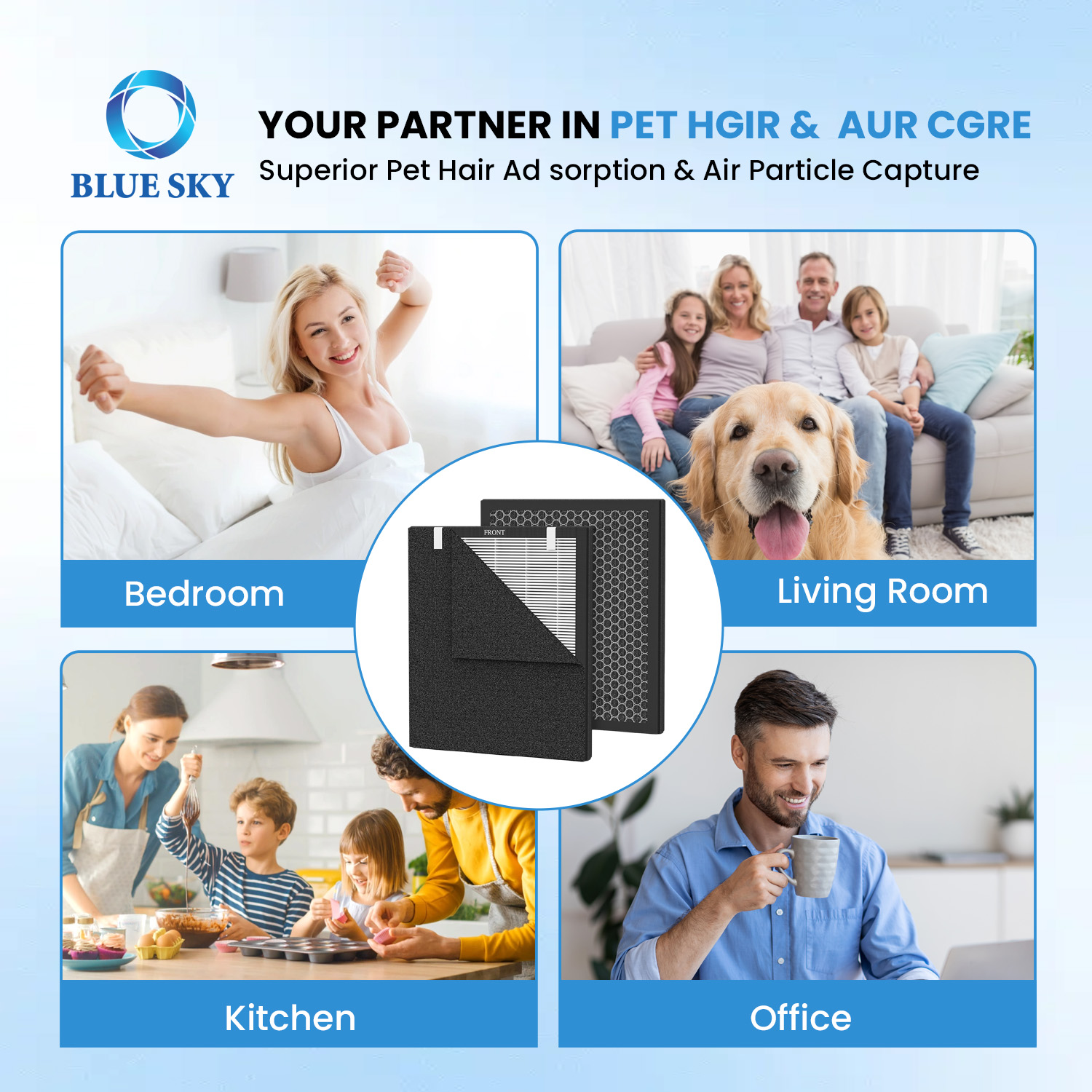 H13 HEPA activated carbon replacement filter compatible with Oneisall PP02 pet air purifier for pet hair dander and odor control