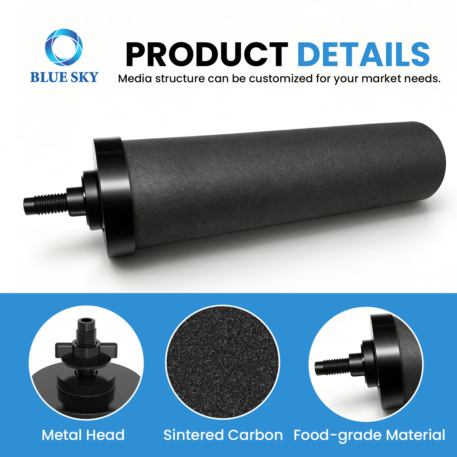 Activated carbon water filter cartridge compatible with Berkey BB9-2 gravity water filtration system replacement element