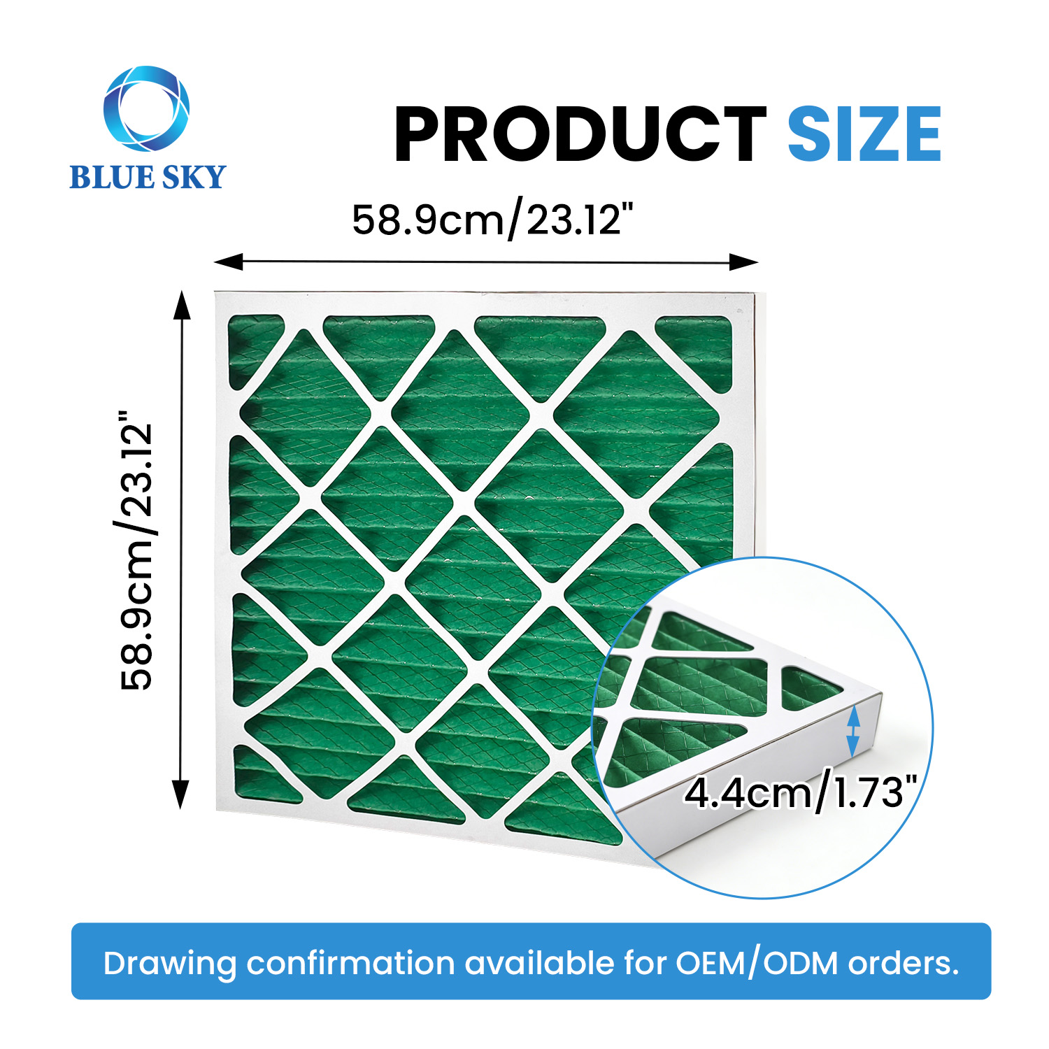 G4 pleated panel air filter 24x24x2 inch for HVAC air conditioning and ventilation system filtration