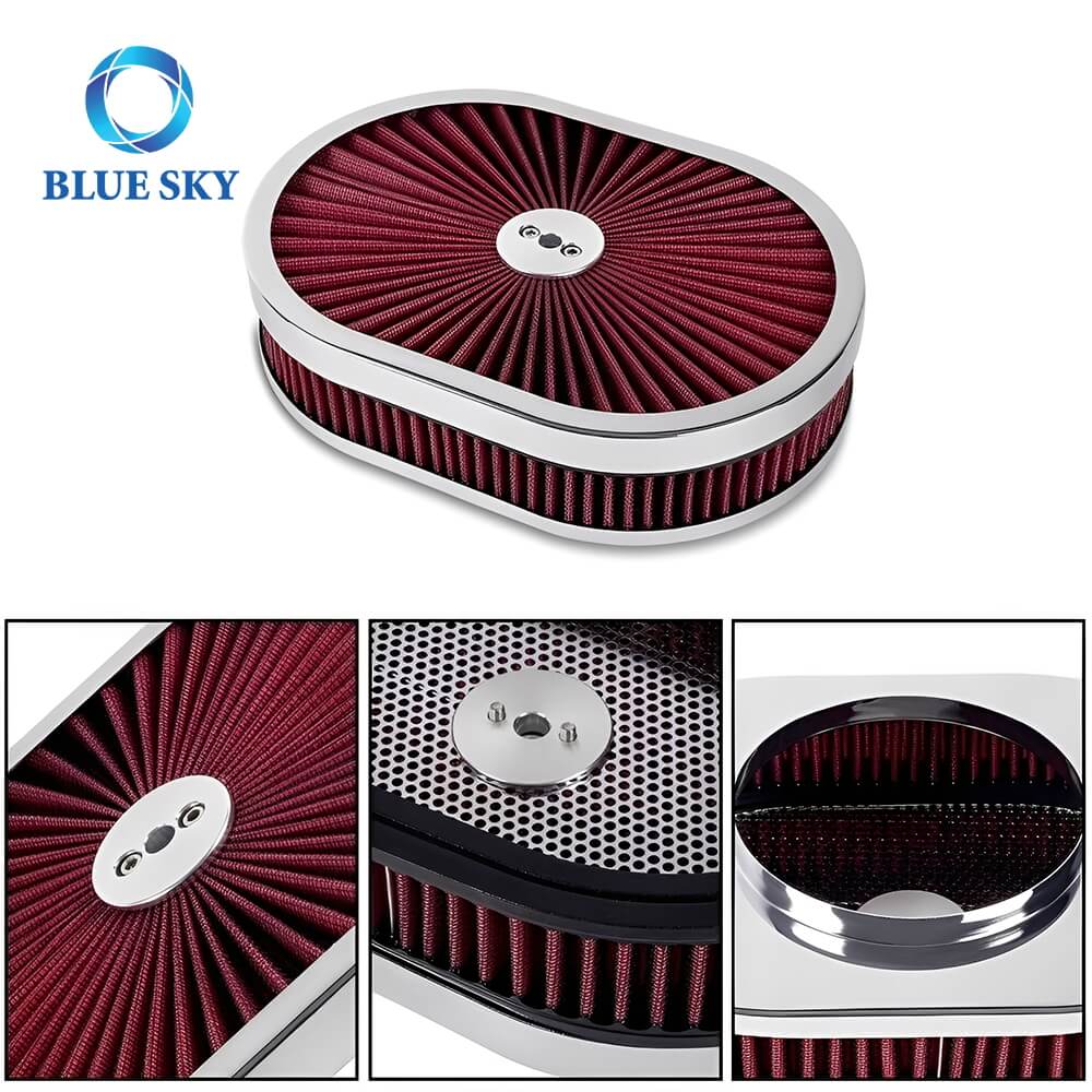 Details of High Performance Customized 12''x2'' Oval Air Filter Kit for 5-18'' Carb Neck
