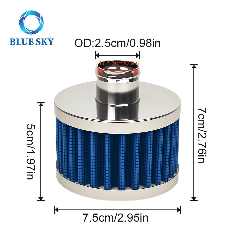 Size of 23MM High Flow Air Filter Cold Breather Turbo Vent Cleaner Crankcase Vent Cover Mini Breather Filter Motorcycle AIr Filter