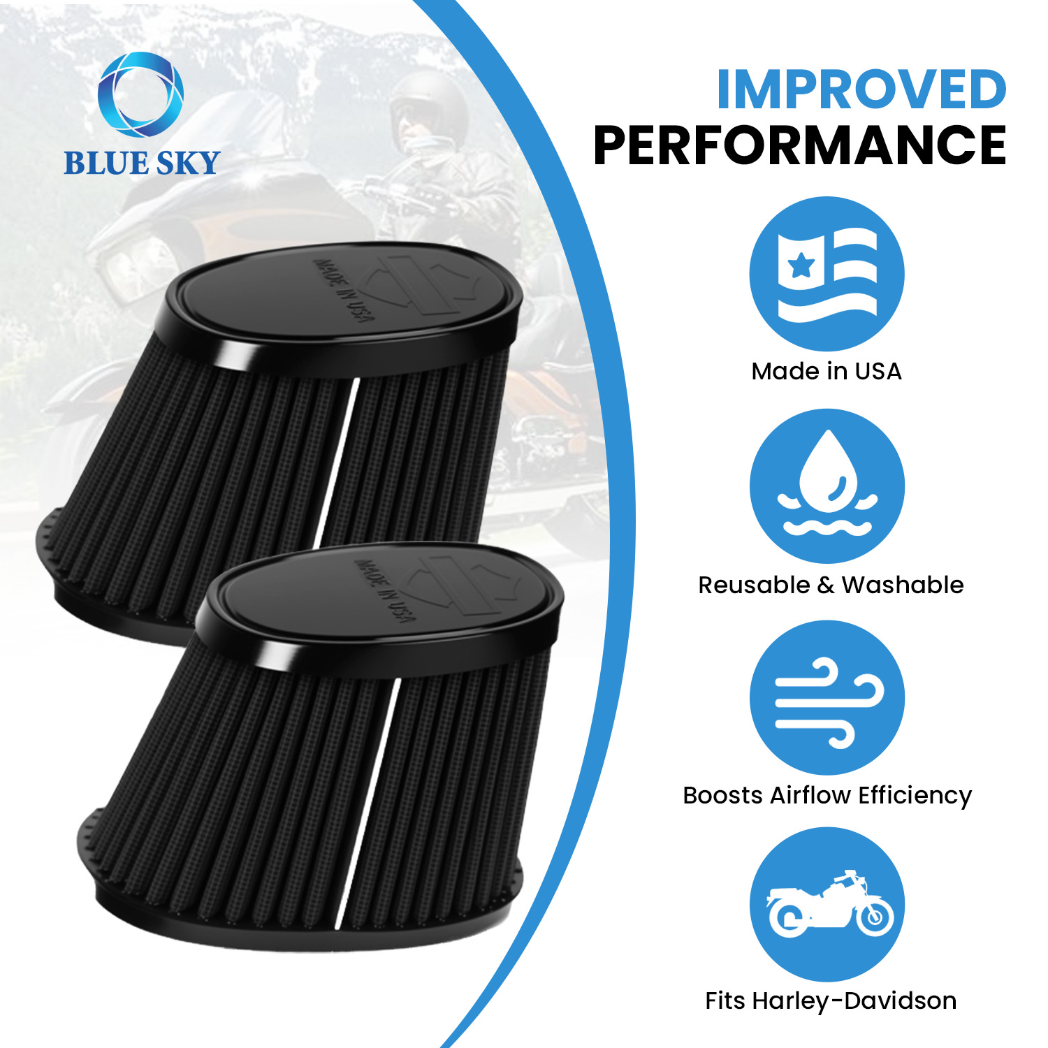 29400384 Heavy Breather air filter element compatible with selected Harley-Davidson Softail 117 and Touring CVO motorcycles