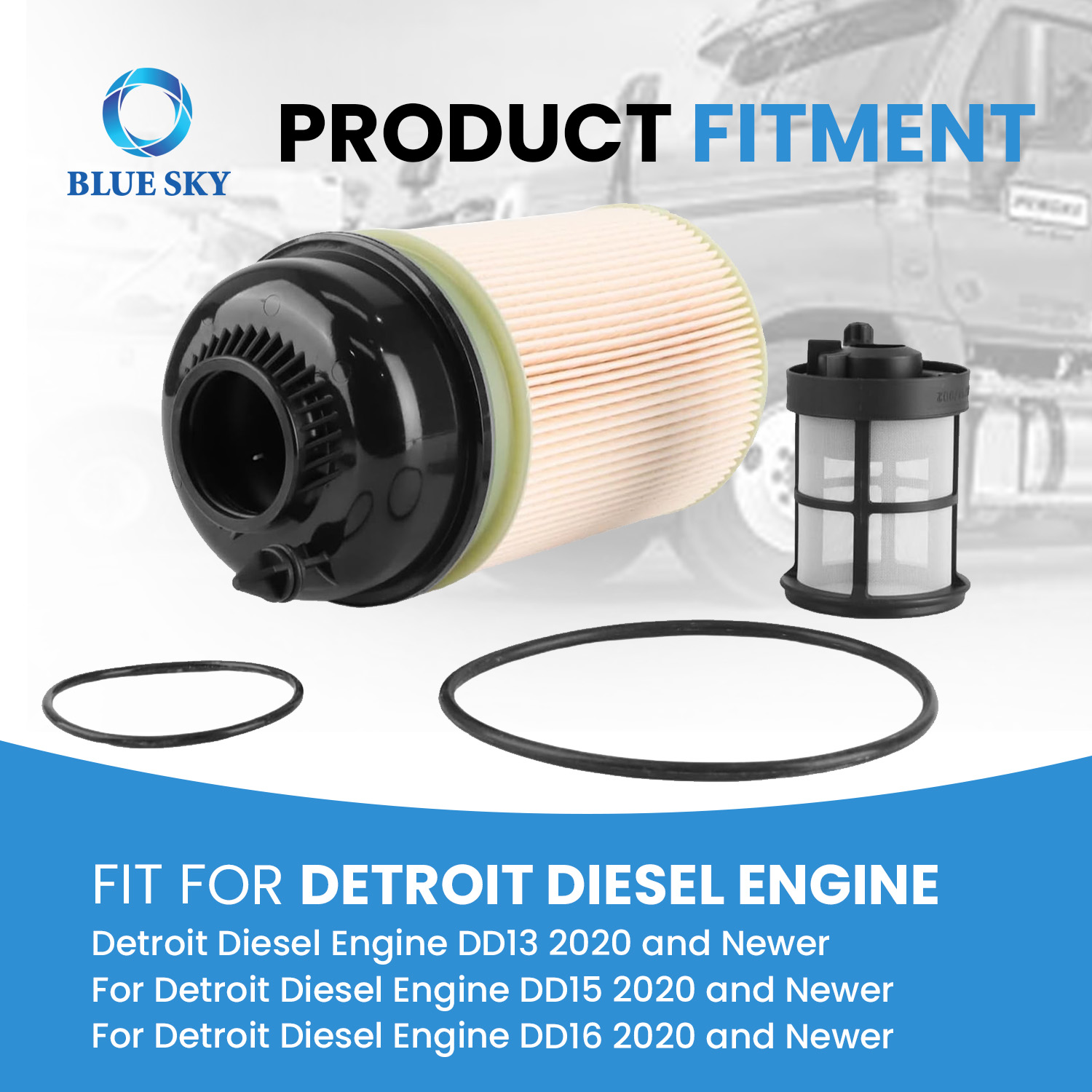 A4720921705 fuel filter kit with O-rings for diesel engine heavy duty truck fuel system replacement filter