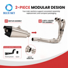 Stainless steel motorcycle exhaust system with three header pipes, connecting section and muffler for compatible Yamahas MT-09 versions