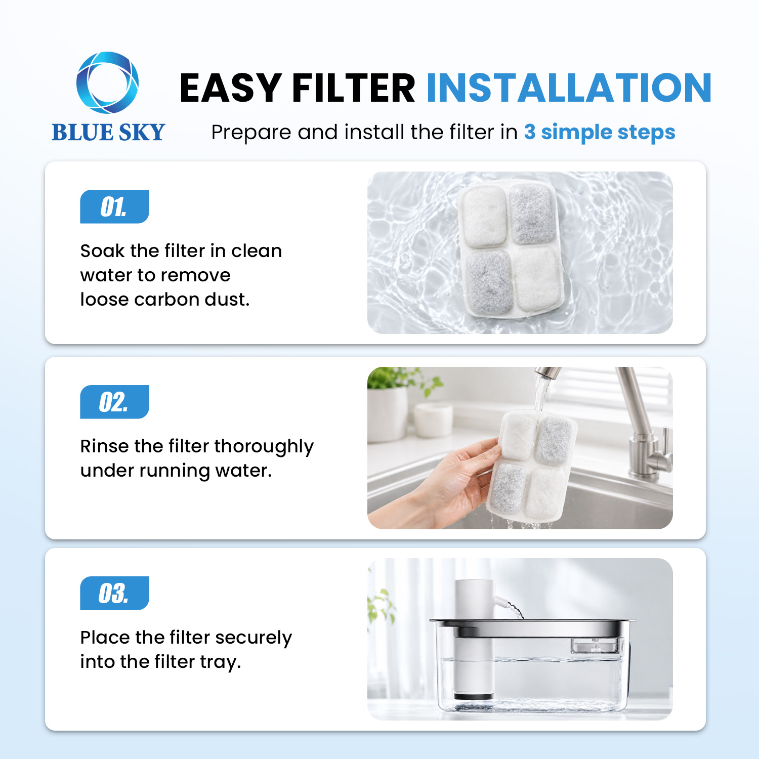 Replacement filter set compatible with FEELNEEDYs FN-W18 pet water fountain, containing eight water filters and eight pump sponges