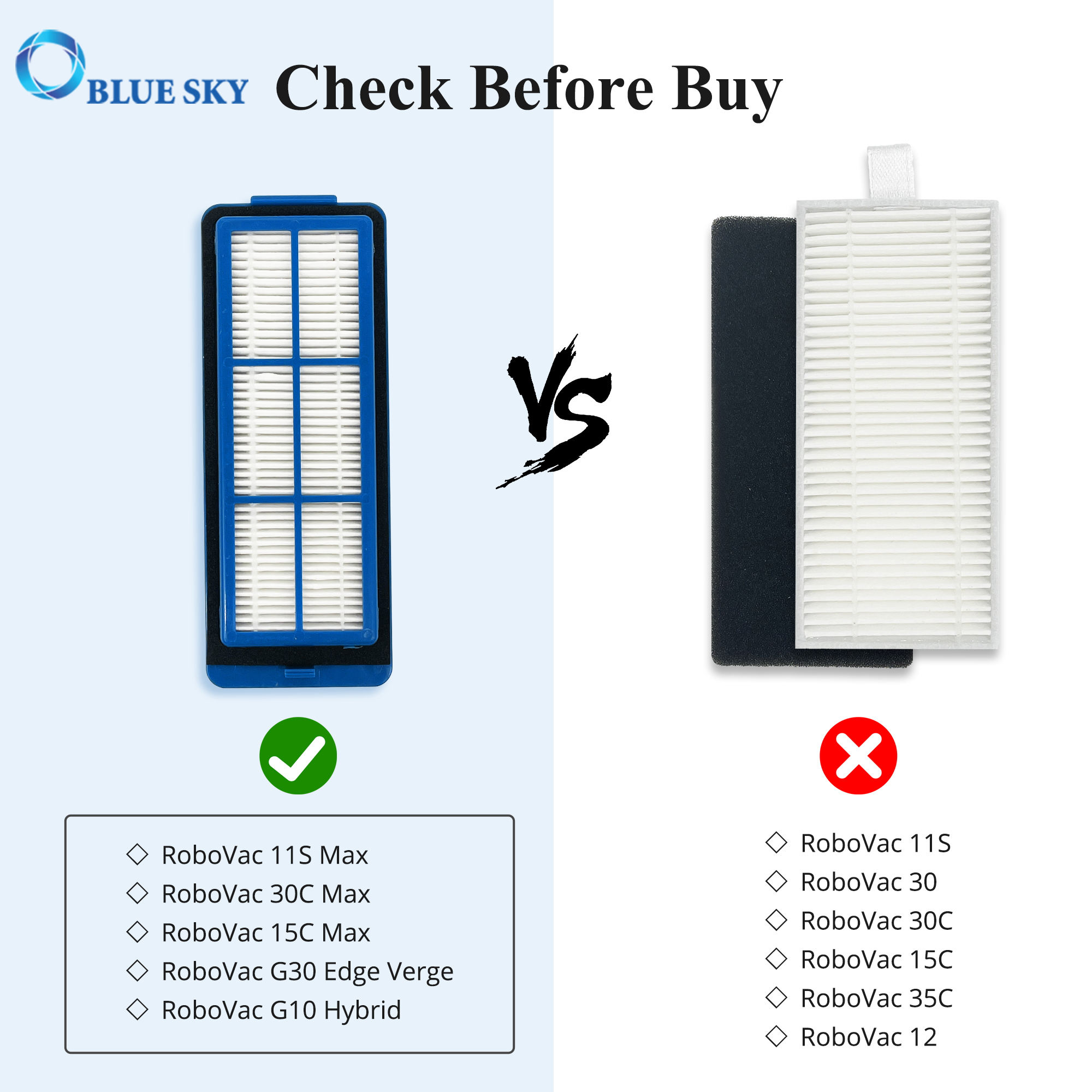 Replacement HEPA Filter & Brush Accessories for Eufy 11S Robotic Vacuum Cleaners 