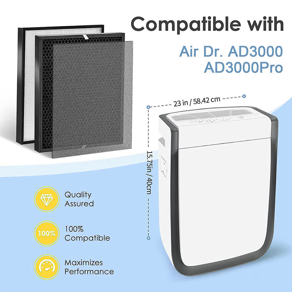 AD3000 Replacement Filter Set for AirDoctor Air Purifier AD3000 AD3000M Air Doctor Air Purifier Part ADF3001 ADF3002