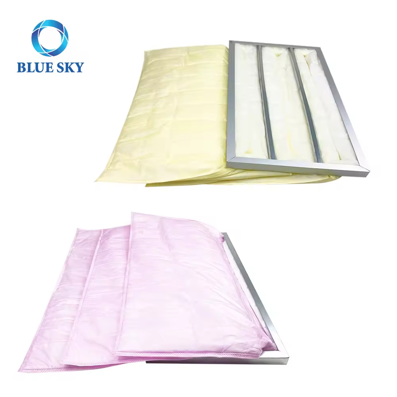 F5 F6 F7 F8 F9 Customize 593*285*635mm Medium Efficiency HVAC Pocket Filter Bag