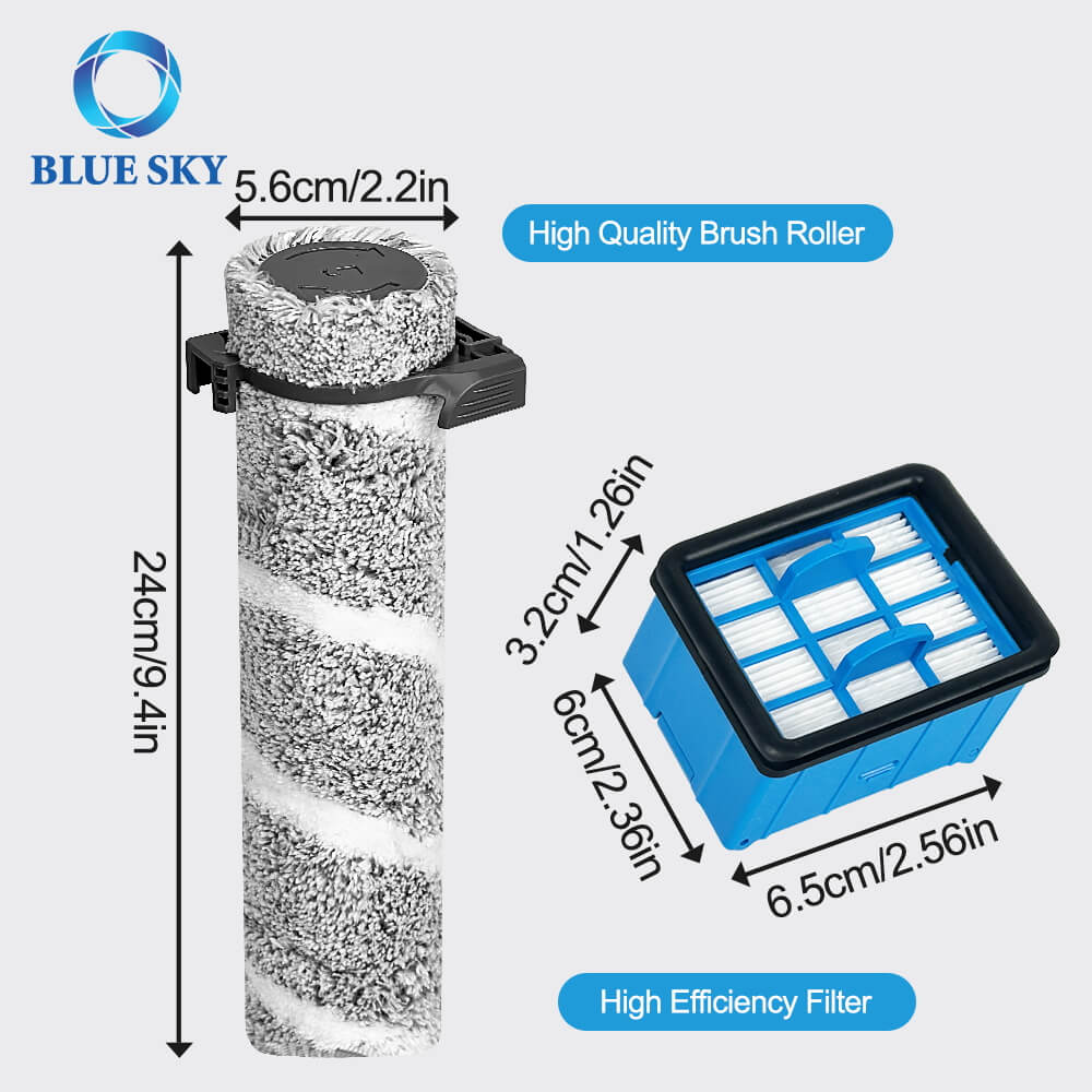 Washable & Reusable Brush Roll and HEPA Filter Replacement for Bissell Crosswave Omniforce Edge 3930f/3933/V2/3999z, 99.97% Filtration Vacuum Cleaner Parts