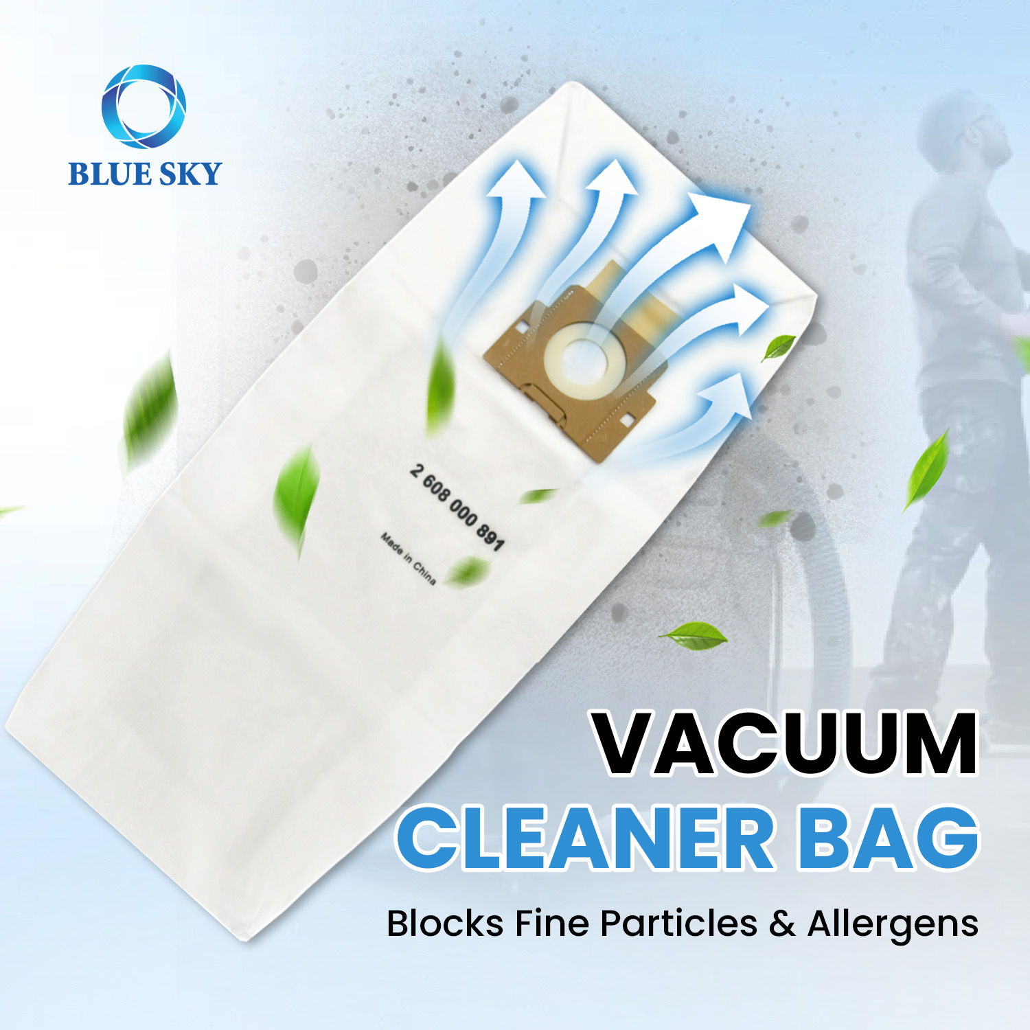 Vacuum cleaner filter bag replacement 2608000891 compatible with Bosch GAS 400 A and GAS 12-40 MA industrial vacuum cleaner