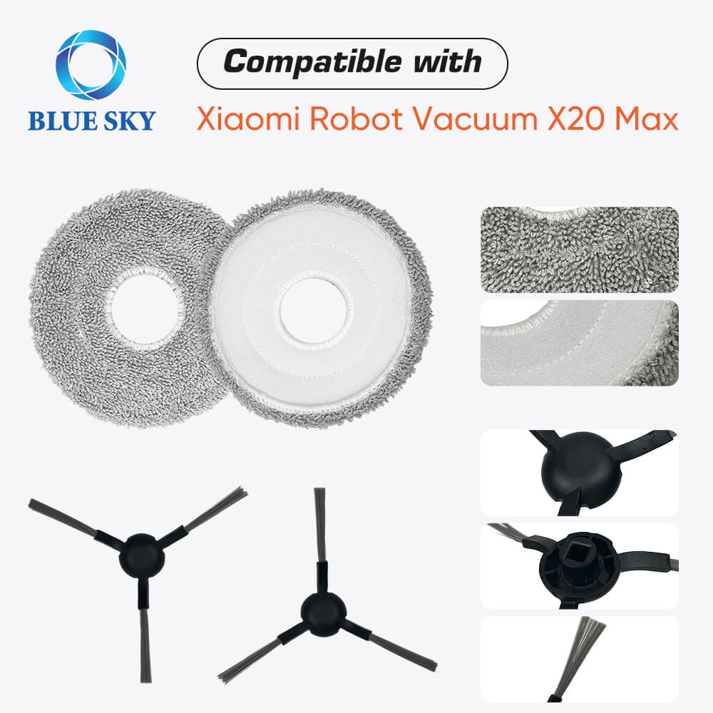 Mop Pad and Side Brush Replacement for Xiaomi X20 Max X20 Pro
