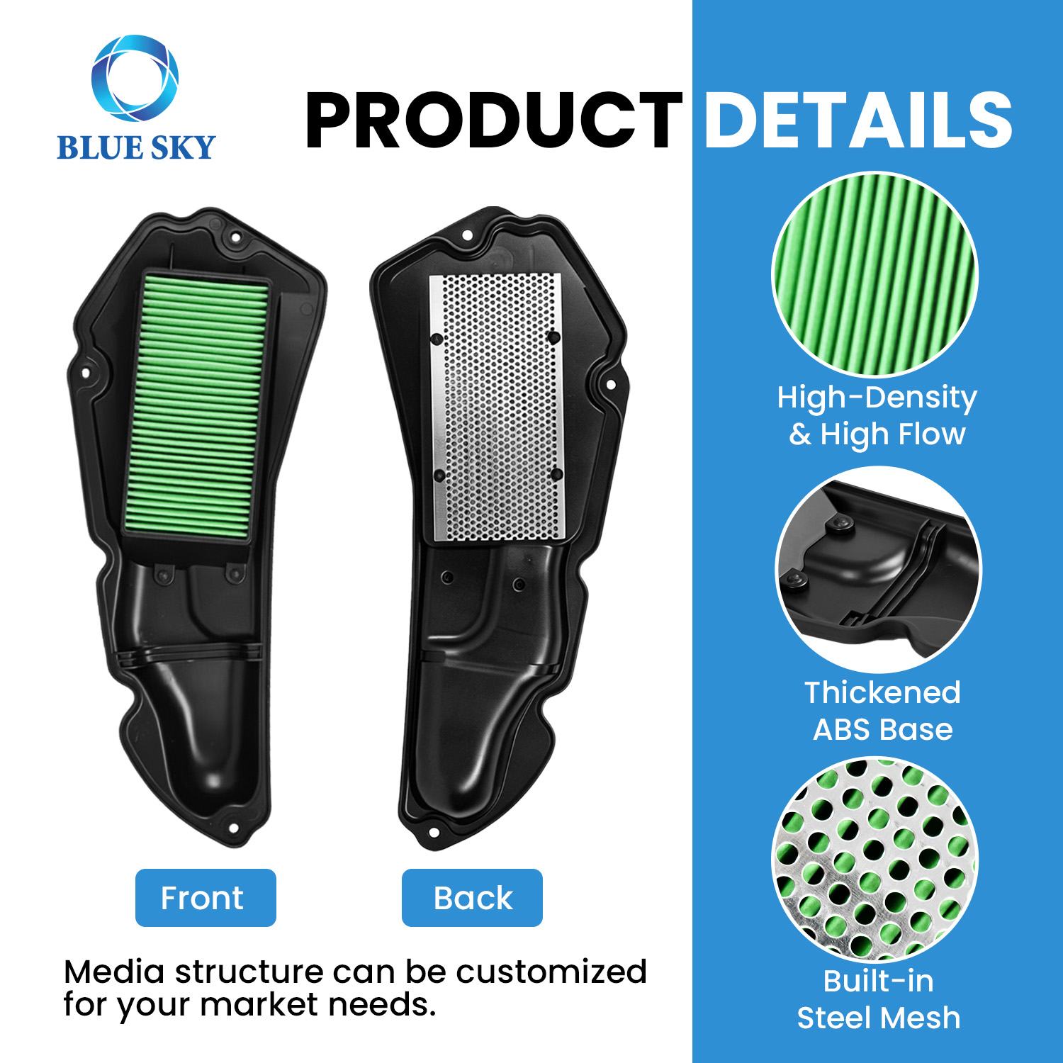 Motorcycle intake air filter replacement fit for Hondas Pcx160 Pcx125 scooter air cleaner
