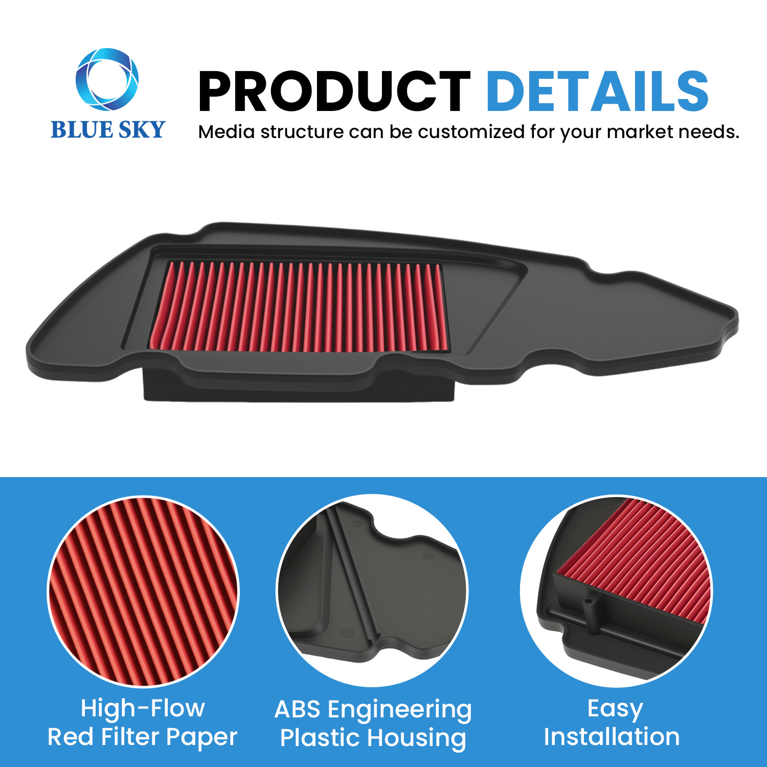 A417 motorcycle air filter for Yamaha RSZ 100cc high flow reusable intake filter