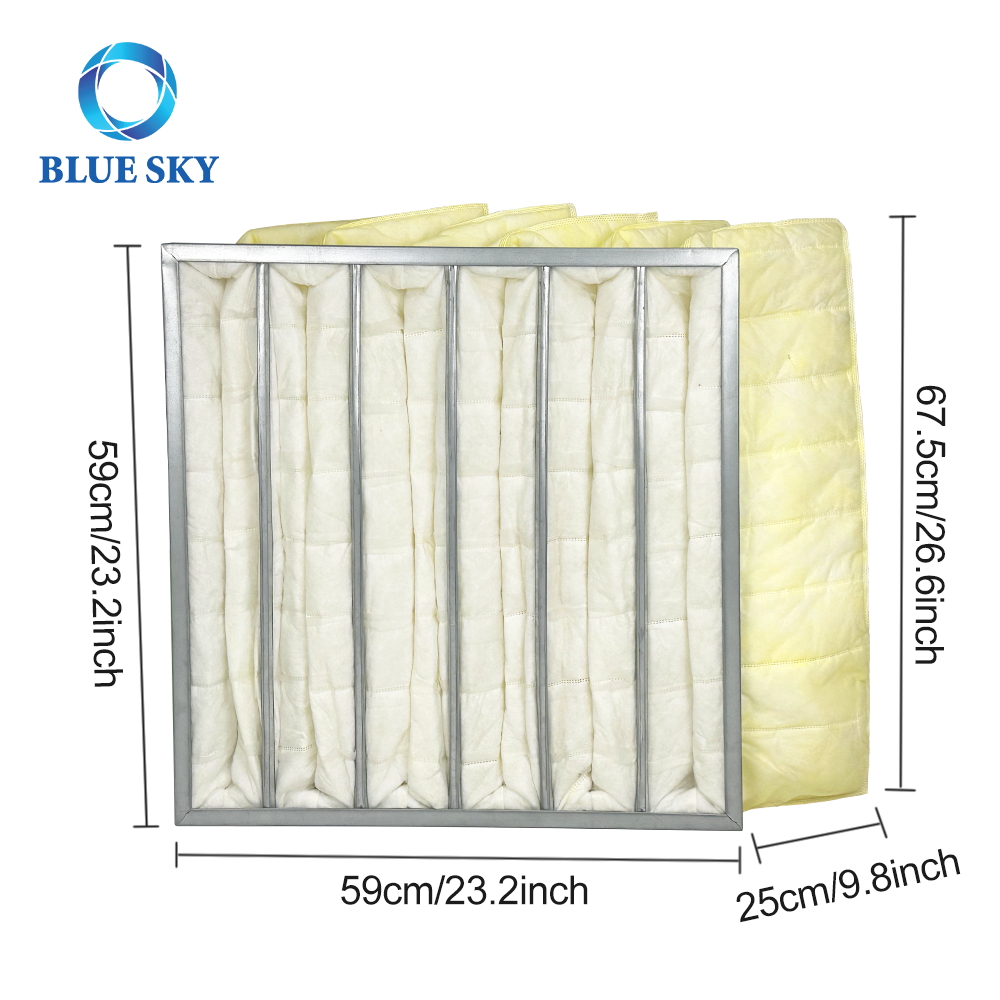590*590mm Synthetic Fiber Pocket HVAC Filter Bag F5 F6 F7F8