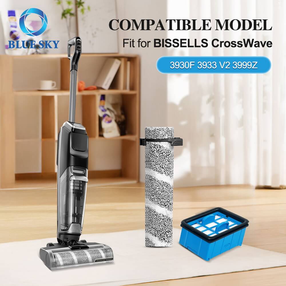Washable & Reusable Brush Roll and HEPA Filter Replacement for Bissell Crosswave Omniforce Edge 3930f/3933/V2/3999z, 99.97% Filtration Vacuum Cleaner Parts