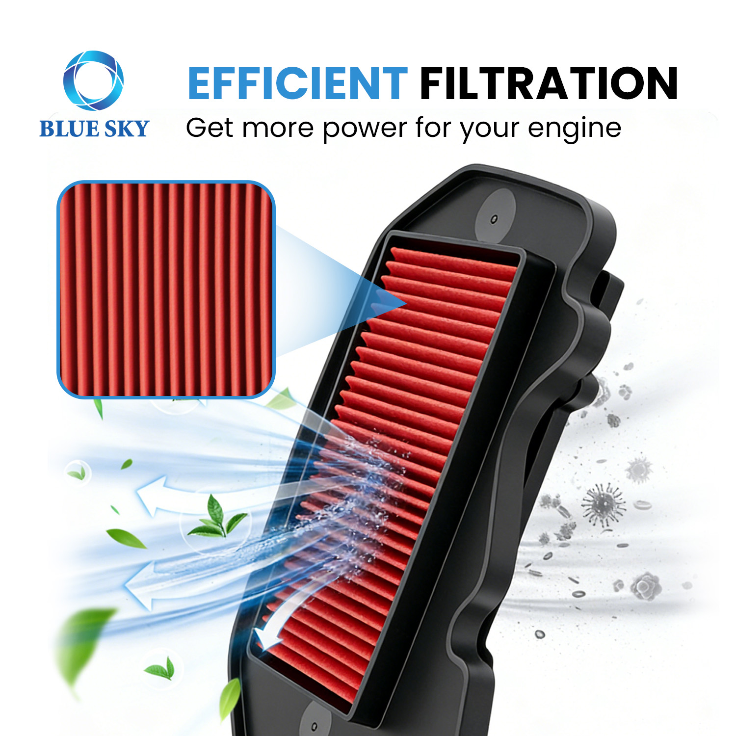 Motorcycle Air Filter Element Replacement Fit for Yamahas BWS 125 Intake Air Cleaner, High Flow Washable OEM Custom Available