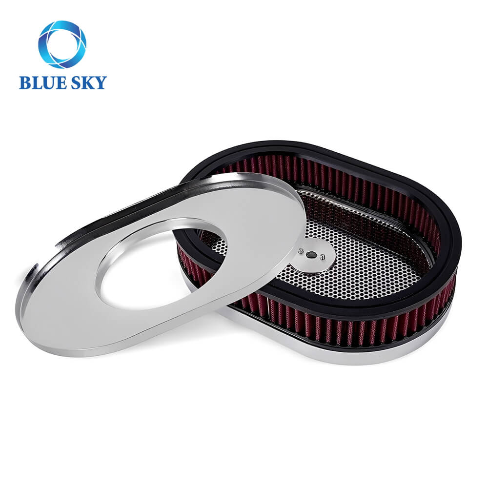 High Performance 12''x2'' Oval Air Filter Kit for 5-18'' Carb Neck