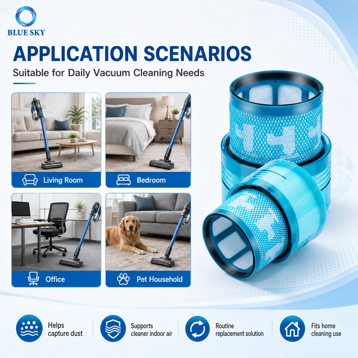 Washable Reusable H12 Vacuum Cleaner Filter Compatible with Dys G5 Detect Fluffy