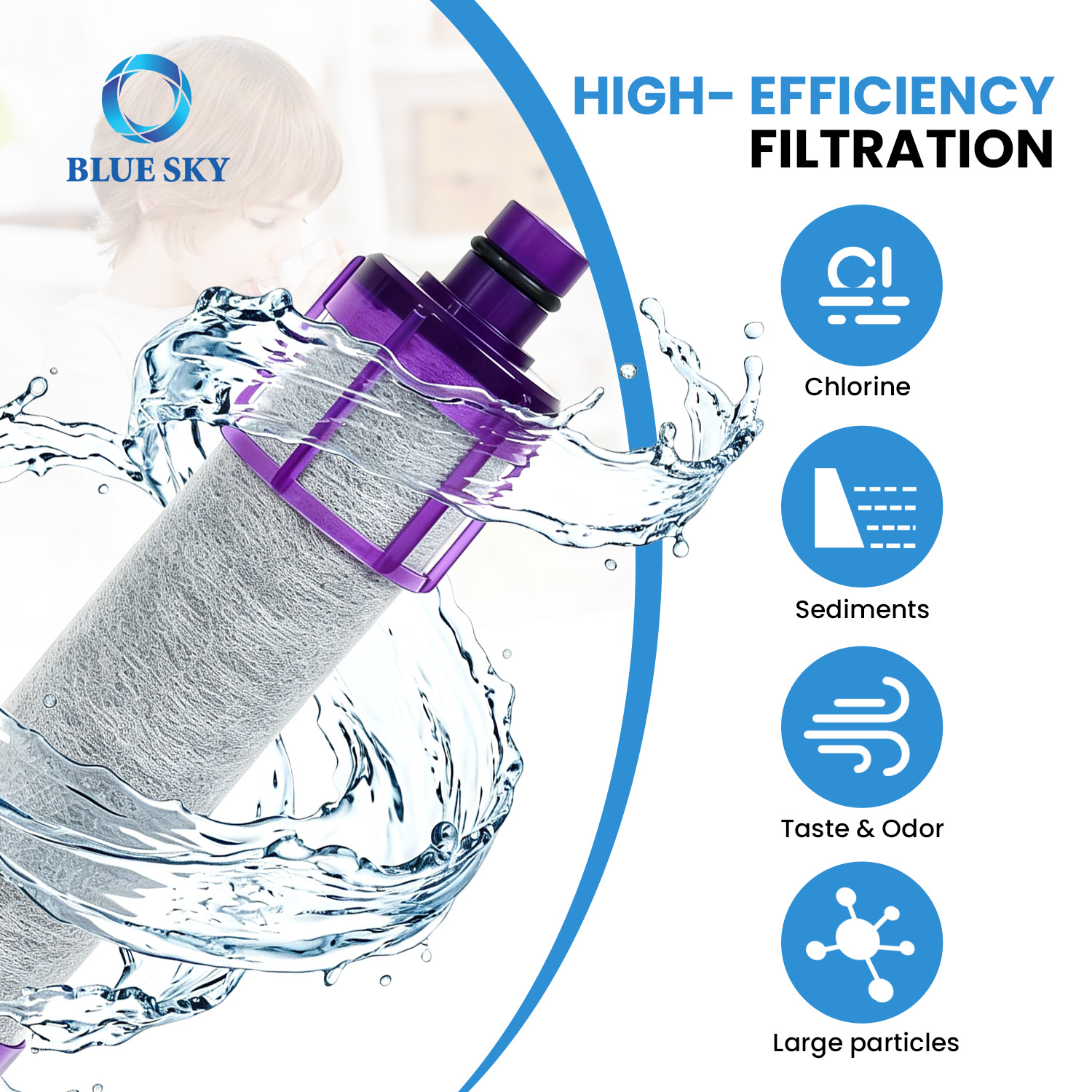 JF-22 faucet water filter cartridge replacement for chlorine removal and household tap water purification system