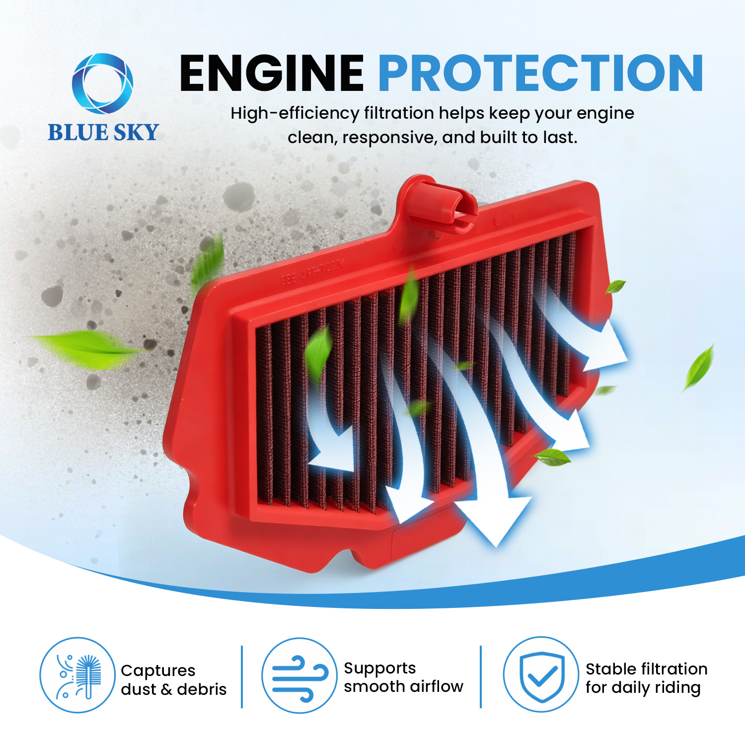 Motorcycle air filter replacement fit for Kawasakis Ninja 400 Z400 EX400 engine intake system with OEM ODM supply available