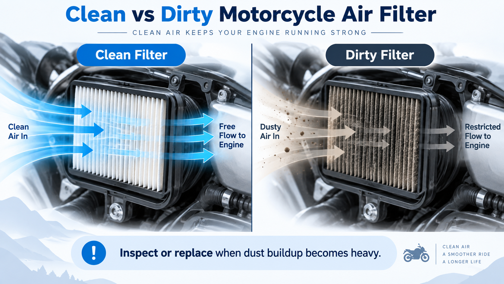 Clean vs Dirty Motorcycle Air Filter