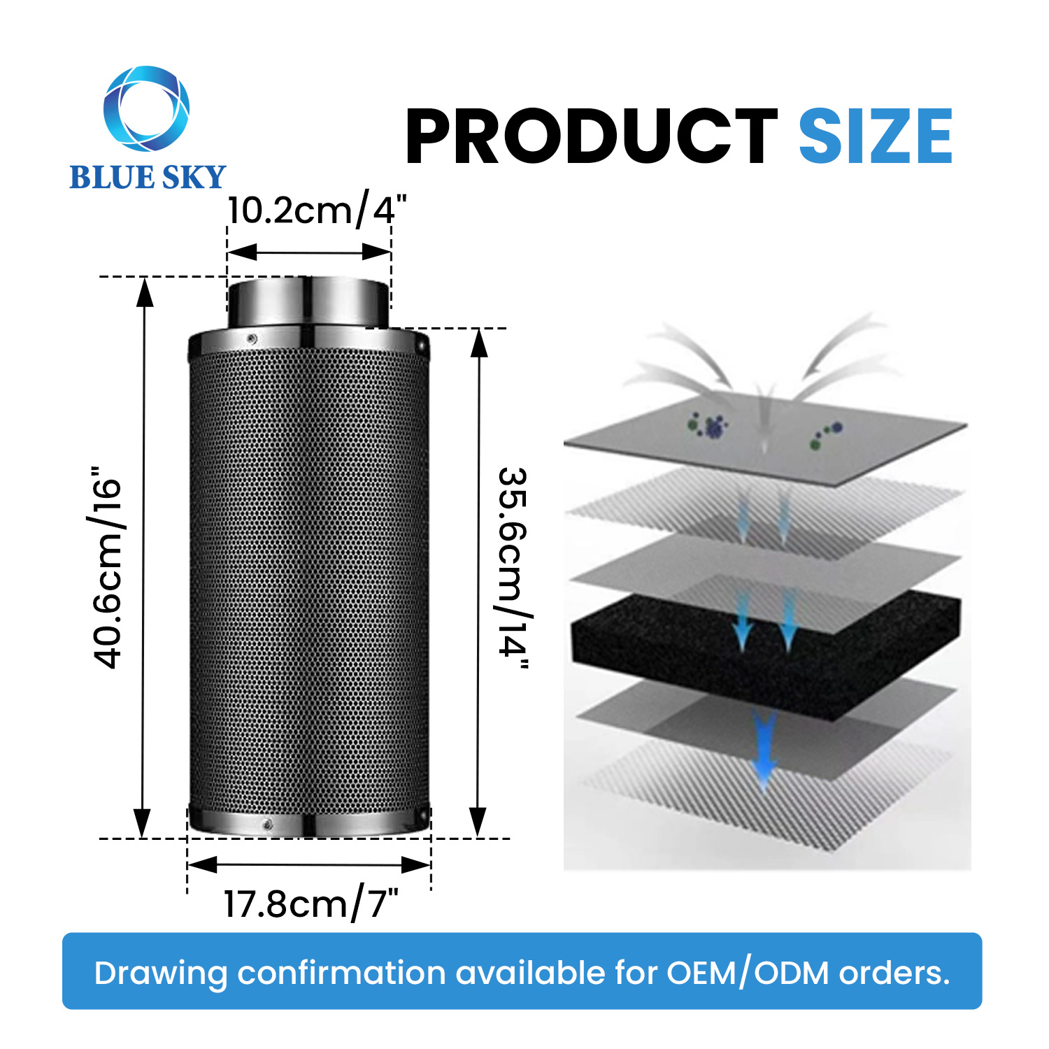 4 Inch Activated Carbon Filter for Grow Tent - 1200+ IAV Odor Control Inline Duct Filter 210 CFM