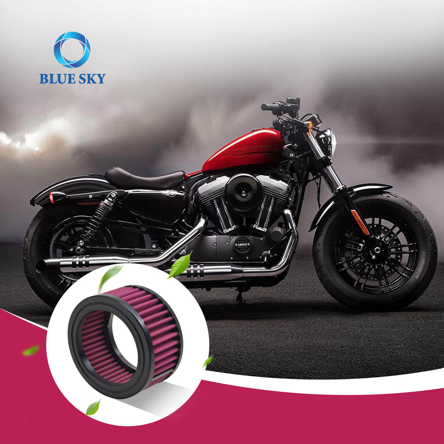 Motorcycle Air Filter for Harley Sportster XL 883 1200 48 2004-up Red Motorcycle Air Cleaner Intake Filter