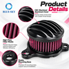 Black finned motorcycle air cleaner kit with red cotton gauze filter and mounting hardware for selected Sportster models